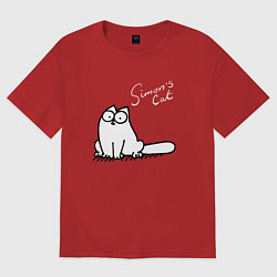 Футболка оверсайз мужская Saimons Cat, цвет: красный