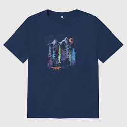 Футболка оверсайз мужская Радужная Лиса, цвет: тёмно-синий