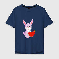 Футболка оверсайз мужская Кролик с сердцем, цвет: тёмно-синий