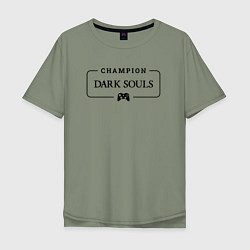 Футболка оверсайз мужская Dark Souls gaming champion: рамка с лого и джойсти, цвет: авокадо