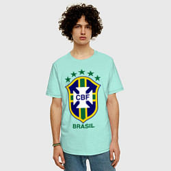 Футболка оверсайз мужская Brasil CBF цвета мятный — фото 2