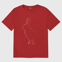 Футболка оверсайз мужская Силуэт кролика, цвет: красный