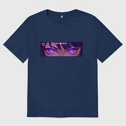 Футболка оверсайз мужская Бог вечности - Шогун Райден, цвет: тёмно-синий