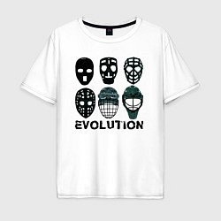Футболка оверсайз мужская Эволюция вратарских масок, цвет: белый