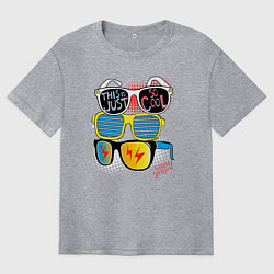 Футболка оверсайз мужская Поп арт очки, цвет: меланж