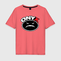 Футболка оверсайз мужская Onyx - black logo, цвет: коралловый