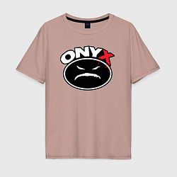 Футболка оверсайз мужская Onyx - black logo, цвет: пыльно-розовый