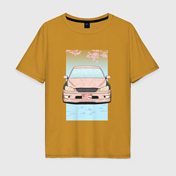 Футболка оверсайз мужская Toyota Altezza stance, цвет: горчичный
