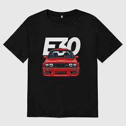 Футболка оверсайз мужская BMW E30, цвет: черный