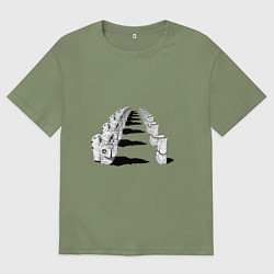 Футболка оверсайз мужская Человек бензопила - Космонавты, цвет: авокадо