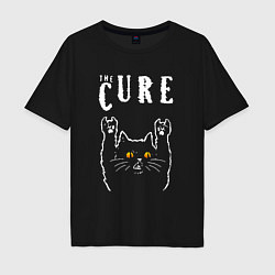 Футболка оверсайз мужская The Cure rock cat, цвет: черный