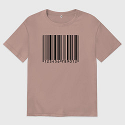 Футболка оверсайз мужская Штрих код, цвет: пыльно-розовый