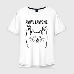 Футболка оверсайз мужская Avril Lavigne - rock cat, цвет: белый