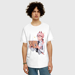 Футболка оверсайз мужская Пауэр читает книгу, цвет: белый — фото 2