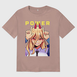 Футболка оверсайз мужская Пауэр с рожками, цвет: пыльно-розовый