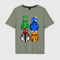 Футболка оверсайз мужская Радужные друзья: Зеленый, Синий, Оранжевый и Красн, цвет: авокадо