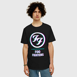 Футболка оверсайз мужская Foo Fighters glitch rock, цвет: черный — фото 2