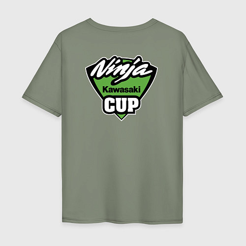 Мужская футболка оверсайз Kawasaki Ninja Cup - Девушка за рулём / Авокадо – фото 2