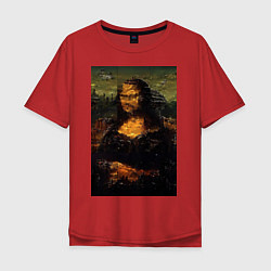 Футболка оверсайз мужская Мона Лиза абстракция, цвет: красный