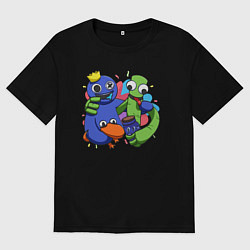 Футболка оверсайз мужская Персонажи игры Радужные друзья, цвет: черный