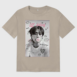 Футболка оверсайз мужская Lee Know Stray Kids, цвет: миндальный