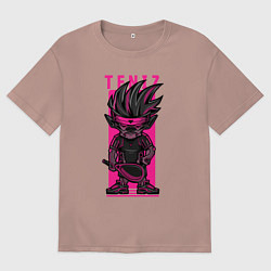 Футболка оверсайз мужская Пёс теннисист, цвет: пыльно-розовый