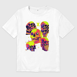 Футболка оверсайз мужская Тусовка черепов, цвет: белый