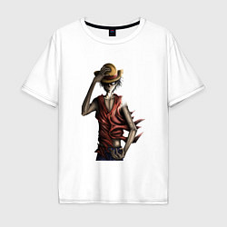 Футболка оверсайз мужская One piece d luffy, цвет: белый