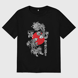 Футболка оверсайз мужская Истребитель демонов - Кисацутай, цвет: черный