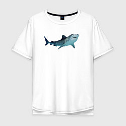 Футболка оверсайз мужская Realistic shark, цвет: белый