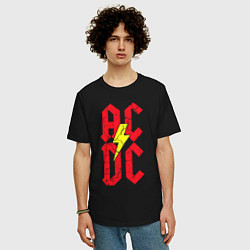 Футболка оверсайз мужская AC DC logo, цвет: черный — фото 2