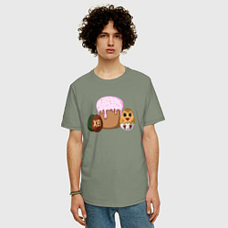 Футболка оверсайз мужская Пасхальный кулич и цыпленок, цвет: авокадо — фото 2