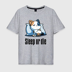 Футболка оверсайз мужская Sleep or die - motto, цвет: меланж