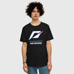 Футболка оверсайз мужская Need for Speed в стиле glitch и баги графики, цвет: черный — фото 2