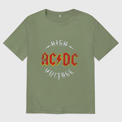 Футболка оверсайз мужская AC-DC Высокое напряжение, цвет: авокадо