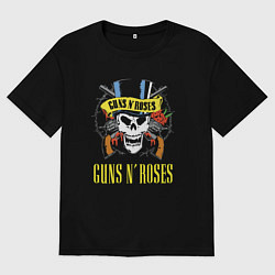 Футболка оверсайз мужская Guns n roses Skull, цвет: черный