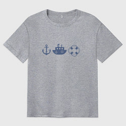 Футболка оверсайз мужская Якорь спасательный круг корабль, цвет: меланж