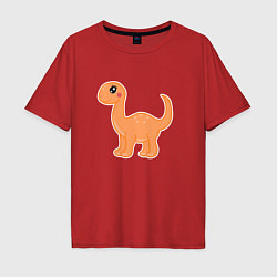 Футболка оверсайз мужская Динозавр оранжевый, цвет: красный