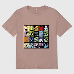 Футболка оверсайз мужская All happy three friends, цвет: пыльно-розовый