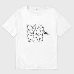 Футболка оверсайз мужская Хомяки весельчаки, цвет: белый