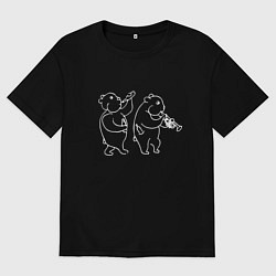 Футболка оверсайз мужская Хомяки весельчаки белые, цвет: черный