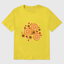 Футболка оверсайз мужская Дольки апельсинов, цвет: желтый