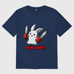 Футболка оверсайз мужская Rabbit run away, цвет: тёмно-синий