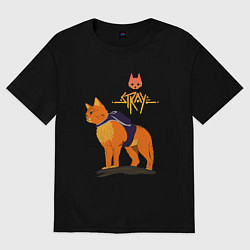 Футболка оверсайз мужская Stray - cat logo, цвет: черный