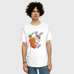 Футболка оверсайз мужская Зайка с большой морковкой, цвет: белый — фото 2