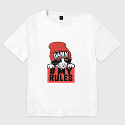 Футболка оверсайз мужская Damn my rules, цвет: белый