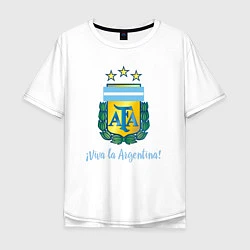 Футболка оверсайз мужская Эмблема федерации футбола Аргентины, цвет: белый