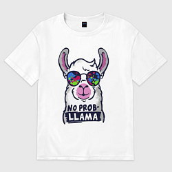 Футболка оверсайз мужская No probllama, цвет: белый