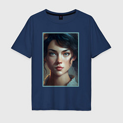 Мужская футболка оверсайз Портрет девушки в 19 веке