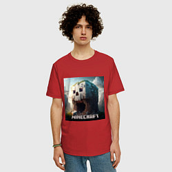 Футболка оверсайз мужская Жуткая пещера Minecraft, цвет: красный — фото 2